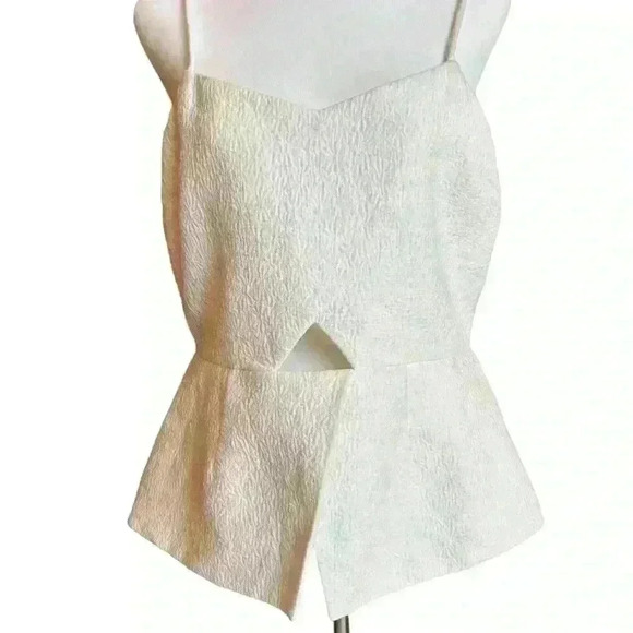 RW &  Co White Spaghetti Strap Peplum Top Size Large with stretch Lining - Picture 3 of 6